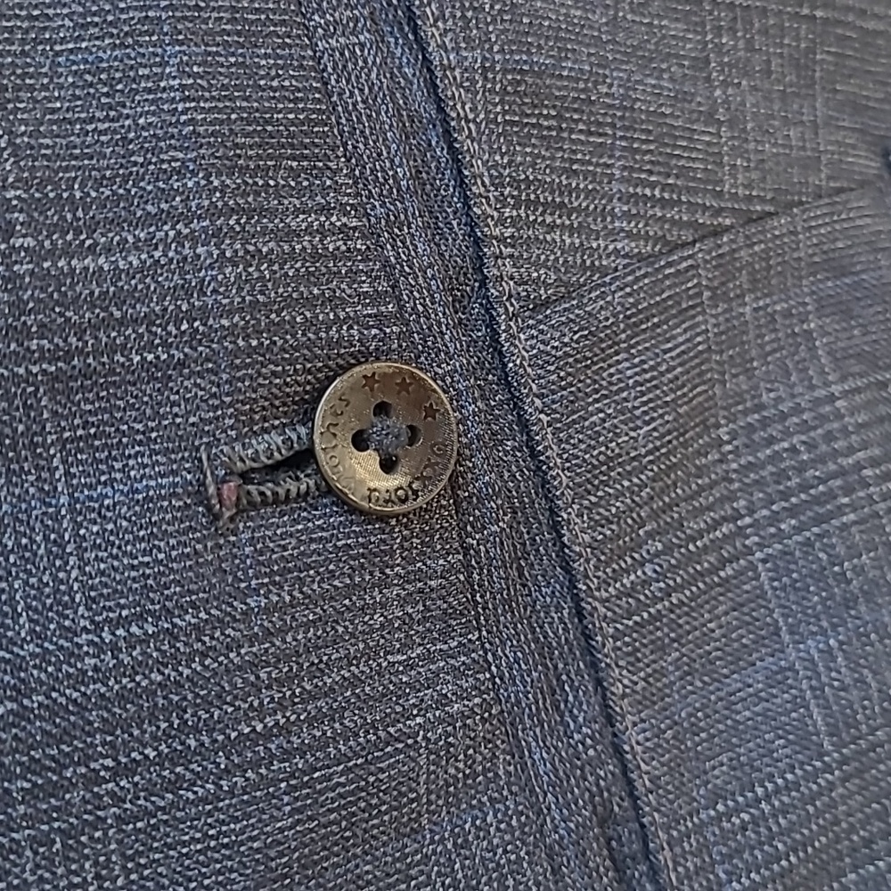 OXXFORD Onwentsia Grey‎ Blue Plaid Wool Sz 42 R L Mens Suit VTG - Picture 3 of 8